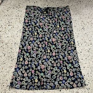 Gerard Darel midi sequin black floral skirt 100% silk 40